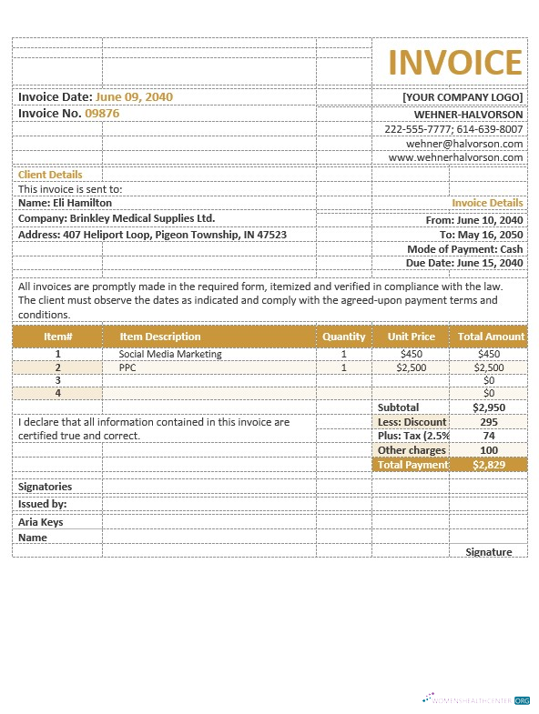 Download Basic Agency Invoice Template Photoshop template